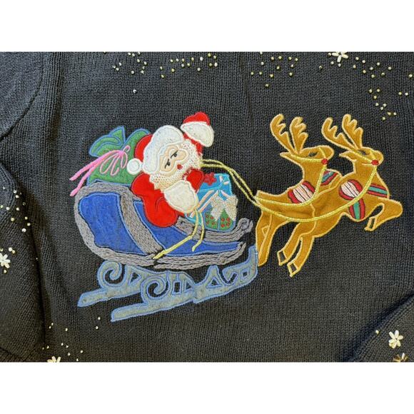 Vintage Designers Originals Ho Ho Ho Full Zip Christmas Sweater Petite Medium - Picture 9 of 10